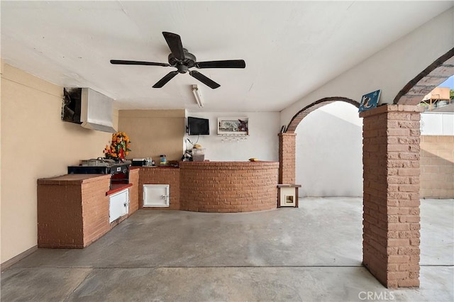 view of patio / terrace featuring ceiling fan and area for grilling