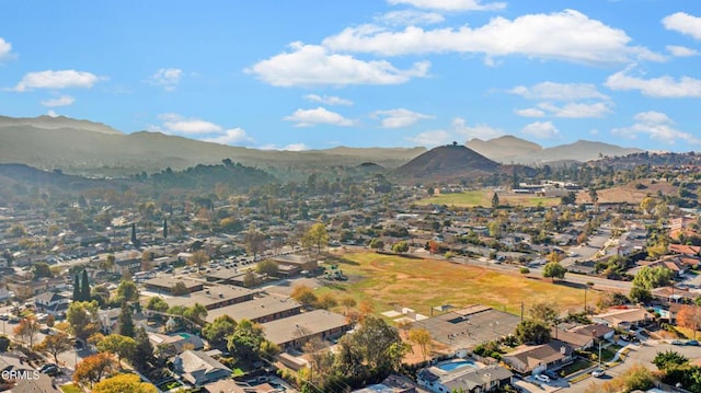 bird's eye view with a mountain view