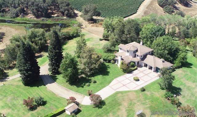 bird's eye view with a rural view