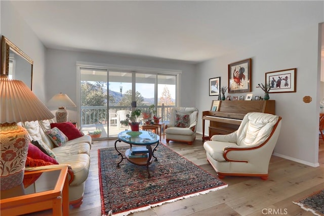 living room with light wood-type flooring