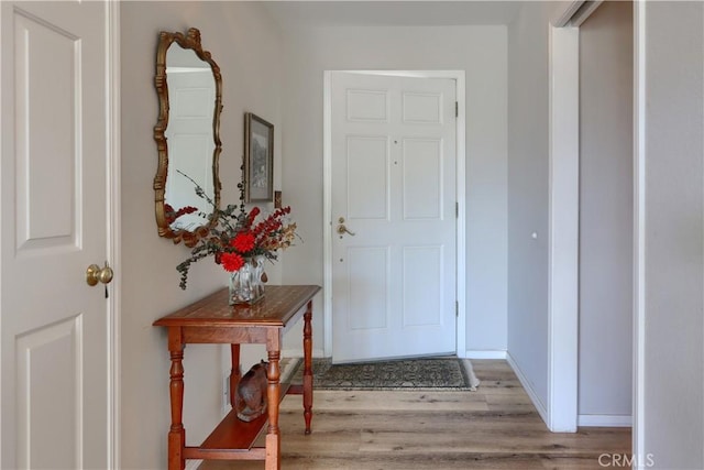 doorway featuring light hardwood / wood-style floors