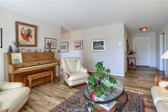 living room with light hardwood / wood-style floors