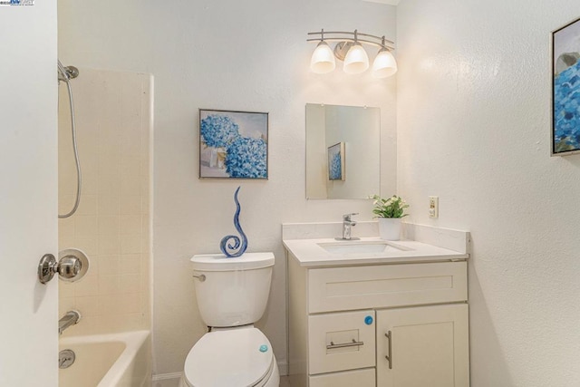 full bathroom featuring toilet, vanity, and shower / tub combination