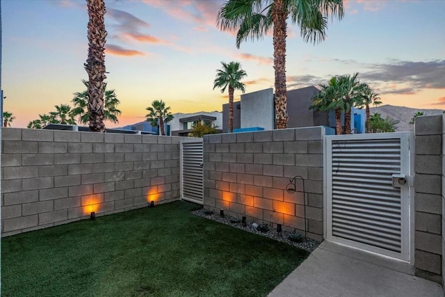 view of yard at dusk