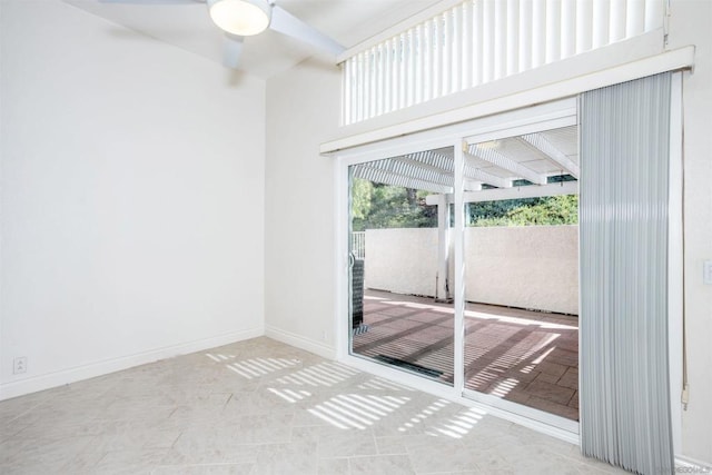 spare room featuring ceiling fan