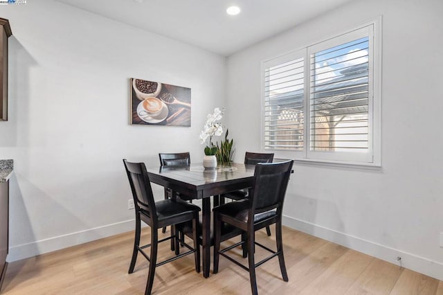 dining area featuring light hardwood / wood-style floors