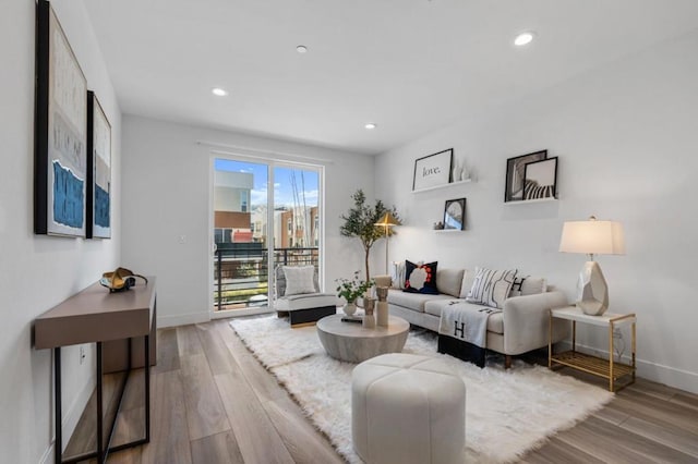 living room with hardwood / wood-style floors