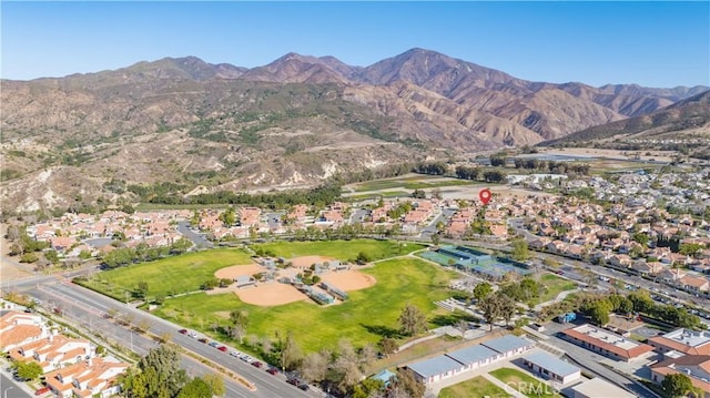 bird's eye view featuring a mountain view