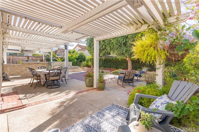 view of patio with a pergola