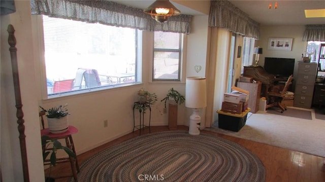 sitting room with hardwood / wood-style floors