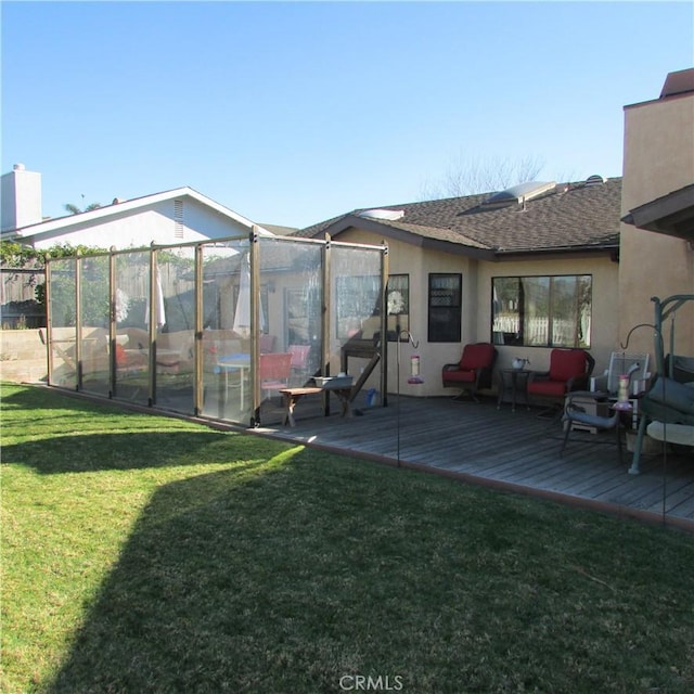 view of yard featuring a wooden deck