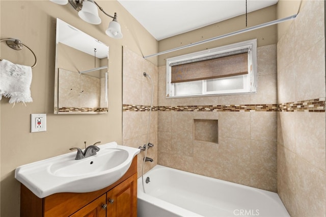 full bathroom with shower / bathtub combination and vanity