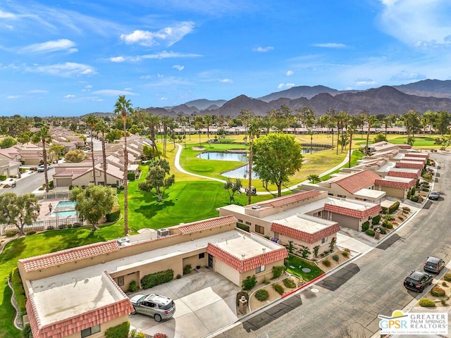 aerial view with a mountain view