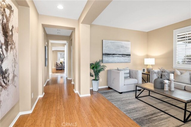 living room featuring light hardwood / wood-style flooring