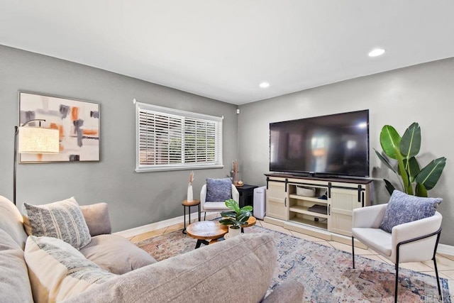 view of tiled living room