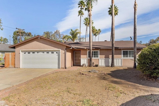 single story home with a garage