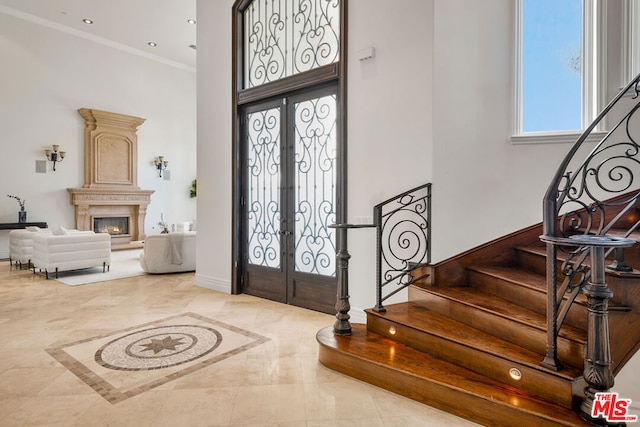 foyer entrance with french doors