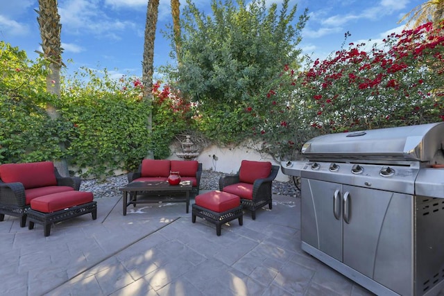 view of patio / terrace featuring an outdoor living space