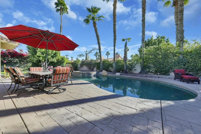 view of pool with a patio area and an in ground hot tub