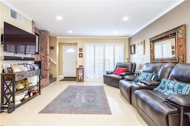 view of tiled living room