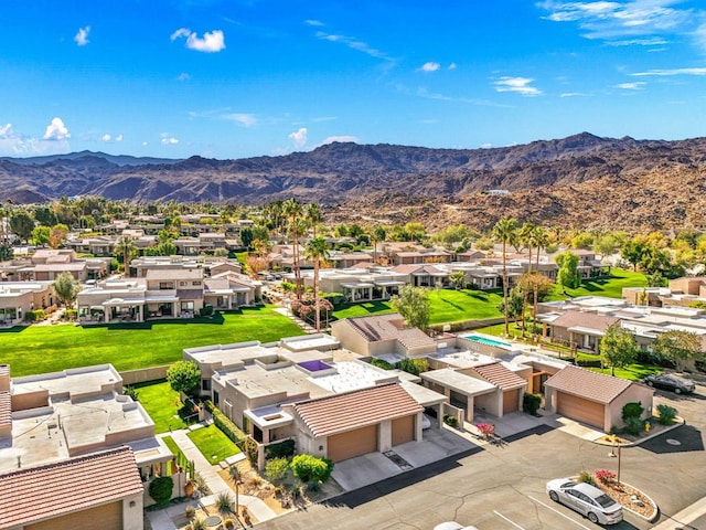 aerial view with a mountain view