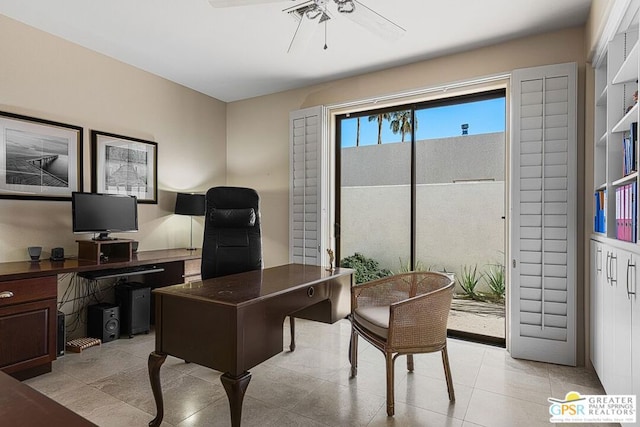 office featuring ceiling fan