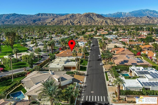 drone / aerial view with a mountain view