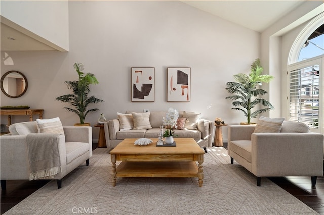 living room with hardwood / wood-style floors