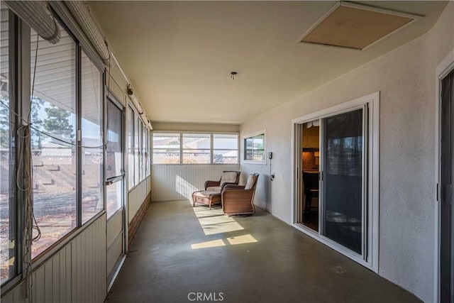 view of unfurnished sunroom