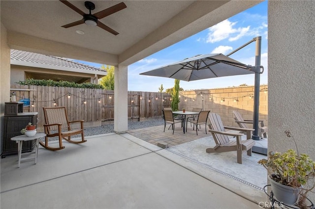 view of patio with ceiling fan