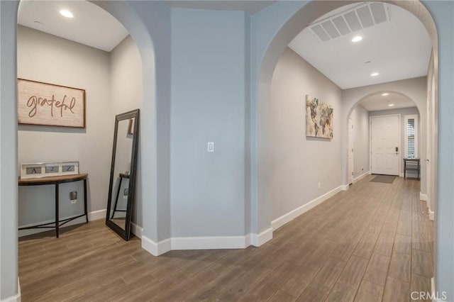 hall featuring hardwood / wood-style floors