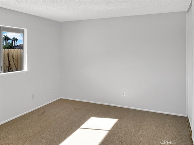 empty room featuring a textured ceiling and carpet