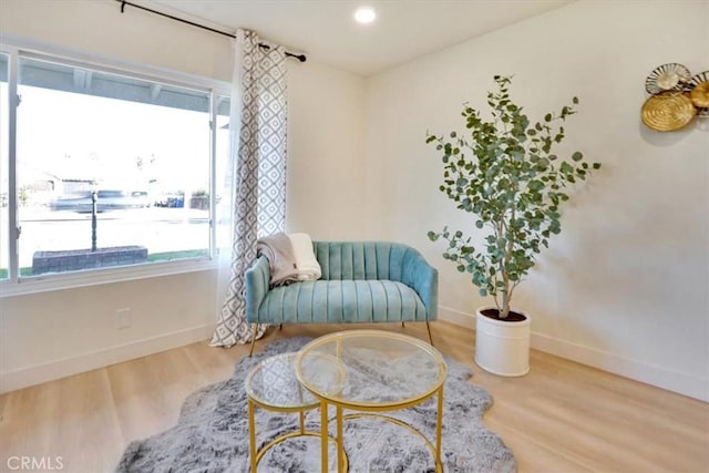 sitting room with wood-type flooring