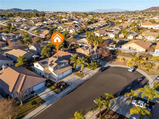 bird's eye view featuring a mountain view