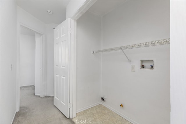 laundry area with gas dryer hookup and washer hookup