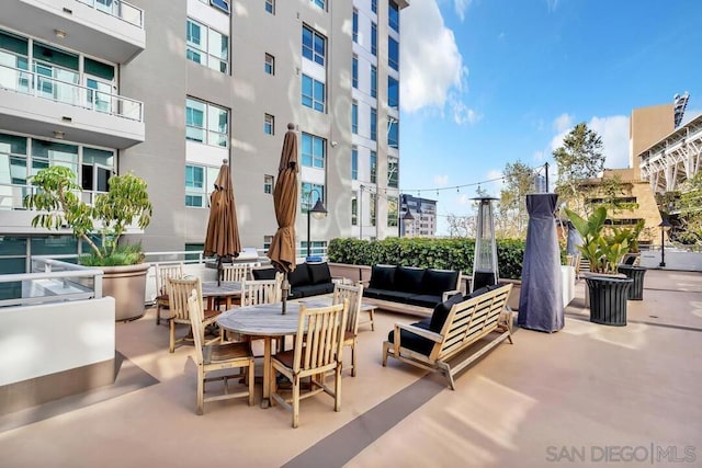 exterior space featuring an outdoor hangout area