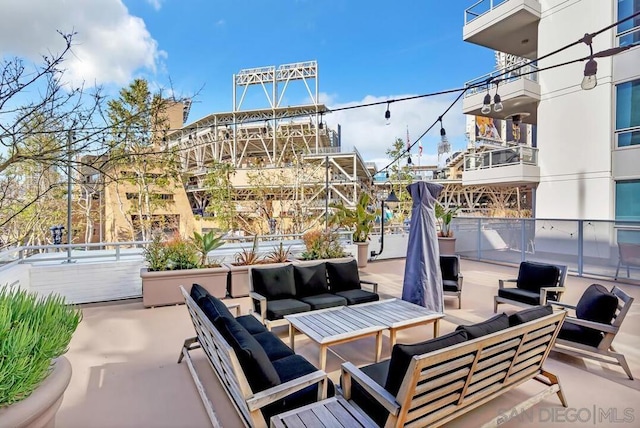 view of patio / terrace featuring an outdoor living space