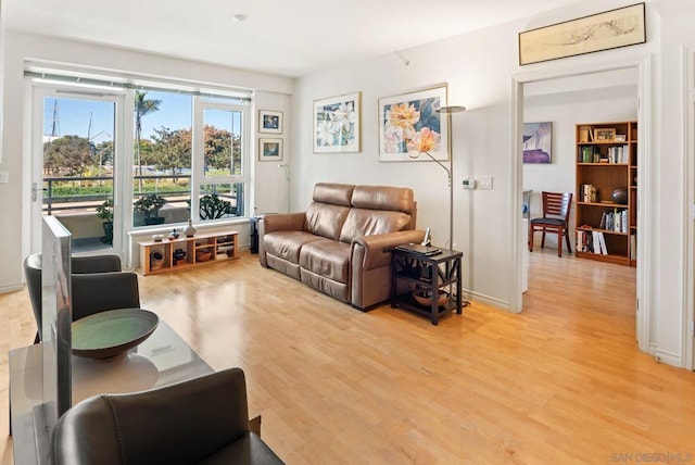 living room featuring light hardwood / wood-style flooring