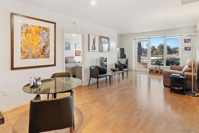 living room with hardwood / wood-style flooring