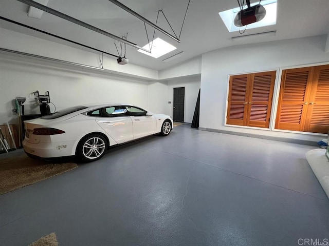 garage with a garage door opener