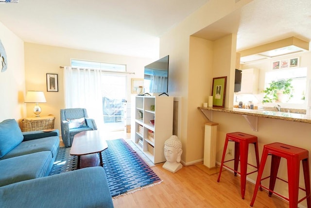 living room featuring light wood-type flooring