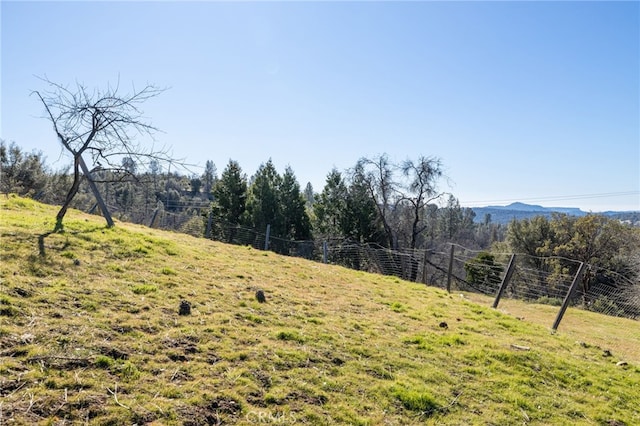 view of yard featuring a rural view and a mountain view