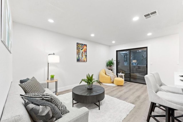 living room featuring light hardwood / wood-style floors