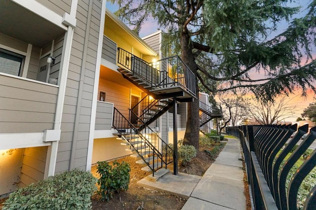 view of property exterior at dusk