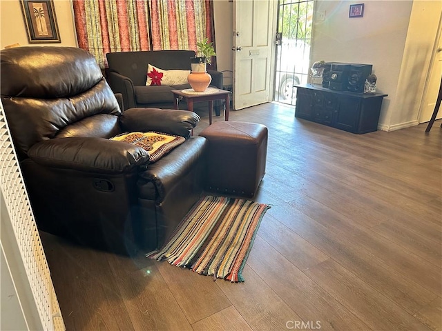 living room with hardwood / wood-style flooring