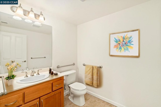 bathroom featuring tile patterned flooring, vanity, and toilet