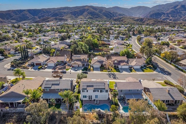 drone / aerial view with a mountain view