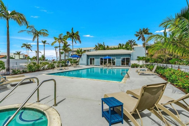 view of pool featuring a patio