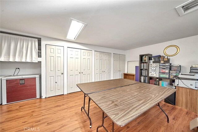 interior space with light hardwood / wood-style flooring