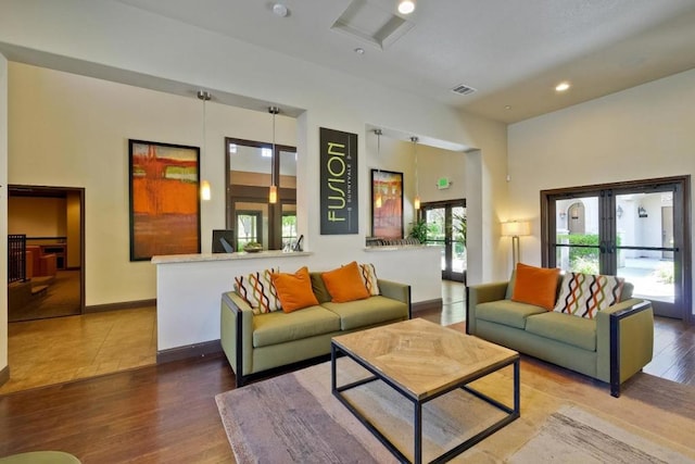 living room featuring hardwood / wood-style flooring